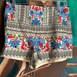 Flying Tomato Anthropologie Boho Multicolor Floral High Waist Women's Shorts M